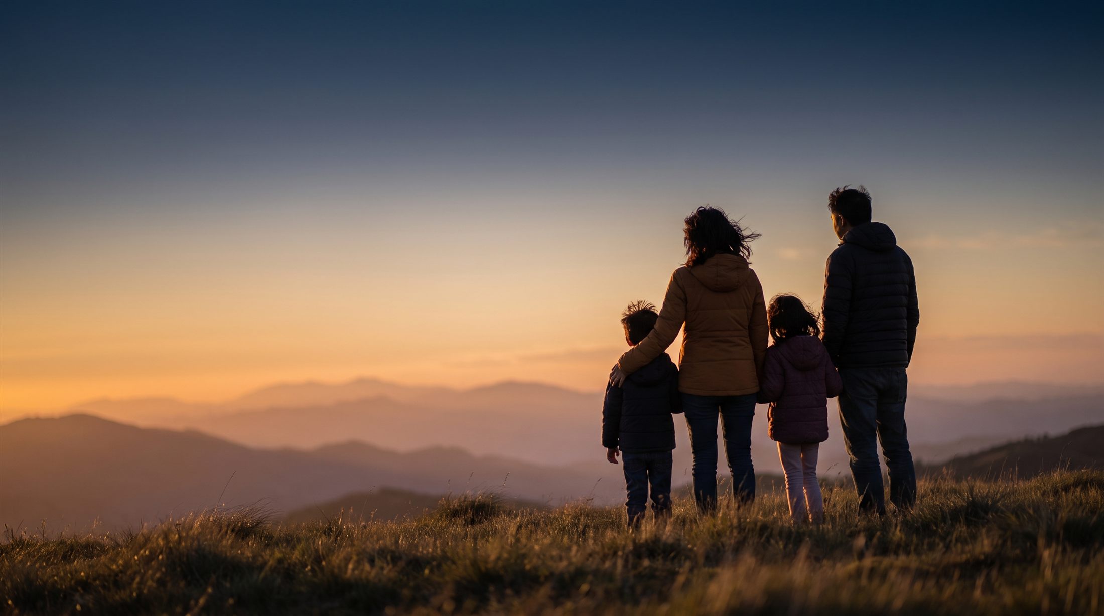 A Malaysian family together at golden hour